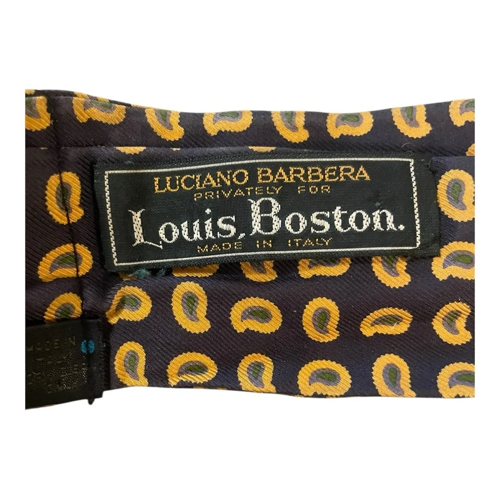 Luciano Barbera for Louis, Boston 100% Italian Silk Ascot Blue and Gold